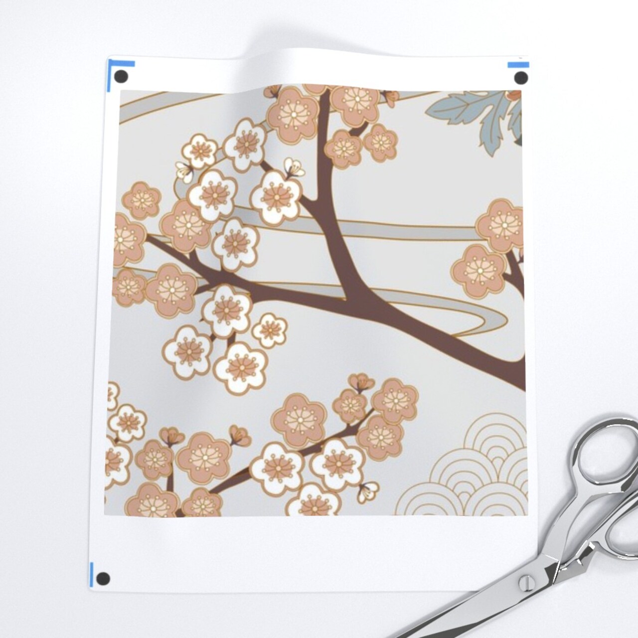 Japanese Garden Light Grey Asian Floral Birds Custom Pre-pasted Wallpaper by Spoonflower Pre-Pasted Wallpaper 2FT Wide
